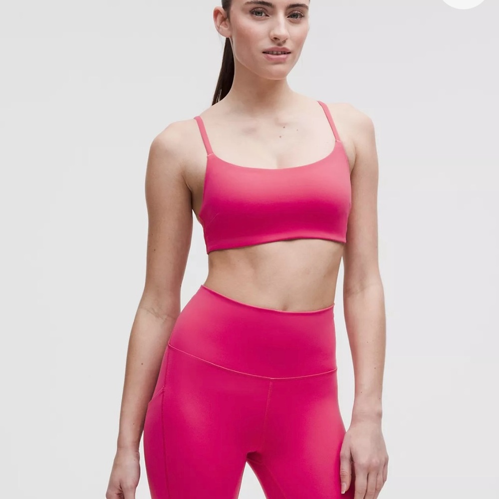 Lululemon Pink Wunder Train Strappy Racer Bra Light Support C/D Cup